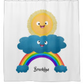 かわいいハッピーサンクラウド虹の漫画 シャワーカーテン (正面)
