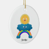 かわいいハッピーサンクラウド虹の漫画 セラミックオーナメント (右)