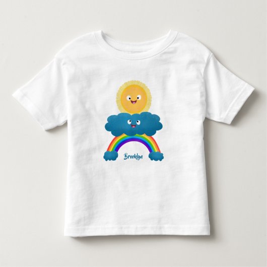 かわいいハッピーサンクラウド虹の漫画 トドラーTシャツ (正面)