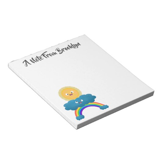 かわいいハッピーサンクラウド虹の漫画 ノートパッド (アングル)