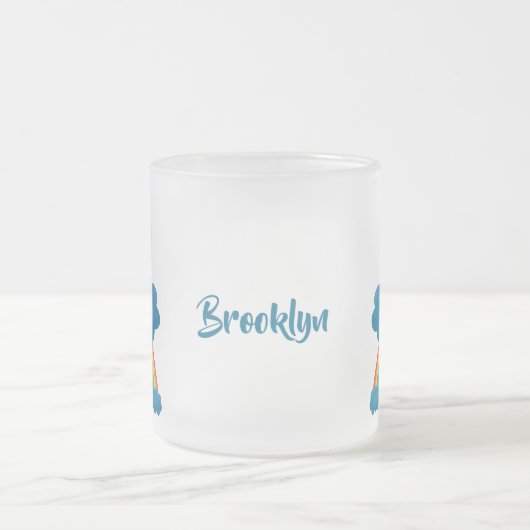 かわいいハッピーサンクラウド虹の漫画 フロストグラスマグカップ (中央)