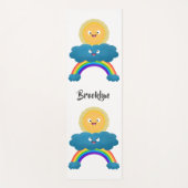 かわいいハッピーサンクラウド虹の漫画 ヨガマット (正面)