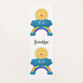 かわいいハッピーサンクラウド虹の漫画 ヨガマット (裏面)