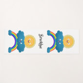 かわいいハッピーサンクラウド虹の漫画 ヨガマット (正面(横))