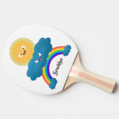 かわいいハッピーサンクラウド虹の漫画 卓球ラケット (横)