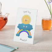 かわいいハッピーサンクラウド虹の漫画 台座サイン (インサイチュ)