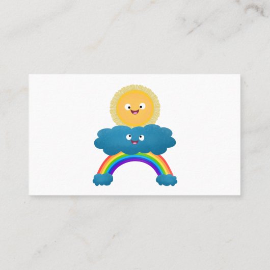 かわいいハッピーサンクラウド虹の漫画 名刺 (裏面)