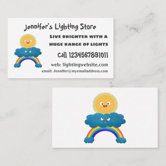 かわいいハッピーサンクラウド虹の漫画 名刺 (正面/裏面)