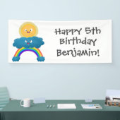 かわいいハッピーサンクラウド虹の漫画 横断幕 (トレードショー)