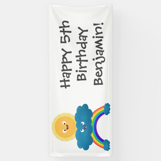 かわいいハッピーサンクラウド虹の漫画 横断幕 (縦)