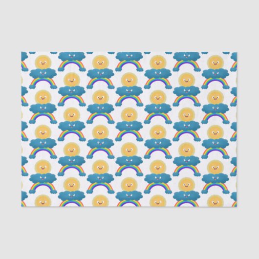 かわいいハッピーサンクラウド虹の漫画 薄葉紙 (正面)