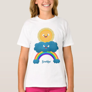 かわいいハッピーサンクラウド虹の漫画 Tシャツ