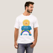 かわいいハッピーサンクラウド虹の漫画 Tシャツ (正面フル)