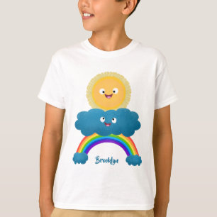 かわいいハッピーサンクラウド虹の漫画 Tシャツ
