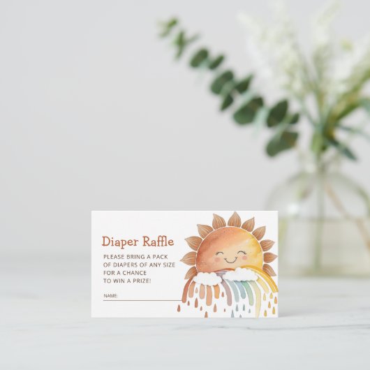 かわいいハッピーサンシャインおむつラッフルベビーシャワー エンクロージャーカード (スタンド正面)