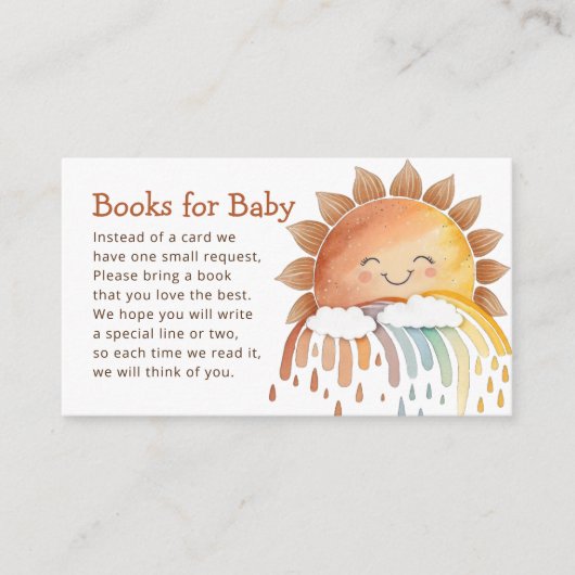 かわいいハッピーサンシャインブックベビーベビーシャワー エンクロージャーカード (正面)