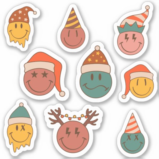 かわいいハッピーサンタ顔スクラップブック シール (正面)