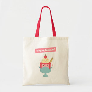 かわいいハッピーサンデーアイスクリームパントート トートバッグ