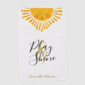 かわいいハッピーサンネームモノグラム ゴルフタオル (正面)