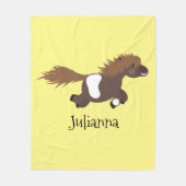 かわいいハッピーシェットランドポニー漫画イラストレーション フリースブランケット (正面)