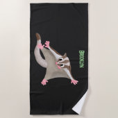 かわいいハッピーシュガーグライダーのイラスト ビーチタオル (正面)