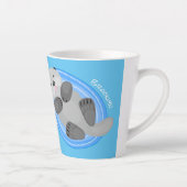 かわいいハッピーシーオッター漫画イラストレーション カフェラテマグ (右)