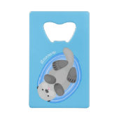 かわいいハッピーシーオッター漫画イラストレーション クレジットカード栓抜き (裏面)