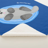 かわいいハッピーシーオッター漫画イラストレーション シェルパブランケット (3/4)