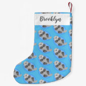 かわいいハッピーシーオッター漫画イラストレーション スモールクリスマスストッキング (裏面)