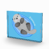 かわいいハッピーシーオッター漫画イラストレーション フォトブロック (右)