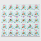 かわいいハッピーシーカラフルカメの名前1歳の誕生日 ラッピングペーパー (フラット)