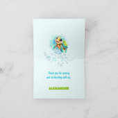 かわいいハッピーシータートルリトルボーイ1st誕生日 サンキューカード (内部)