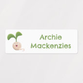 かわいいハッピーシードスプラウトパーソナライズされた漫画 ラベル (デザイン1)