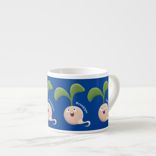 かわいいハッピーシードスプラウト漫画イラストレーション エスプレッソカップ (正面右)