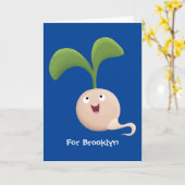 かわいいハッピーシードスプラウト漫画イラストレーション カード (黄色い花)