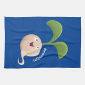 かわいいハッピーシードスプラウト漫画イラストレーション キッチンタオル (横)