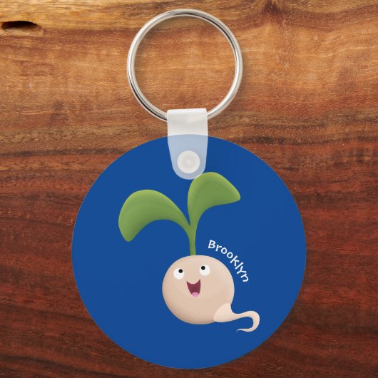 かわいいハッピーシードスプラウト漫画イラストレーション キーホルダー (正面)