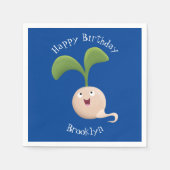 かわいいハッピーシードスプラウト漫画イラストレーション スタンダードカクテルナプキン (正面)