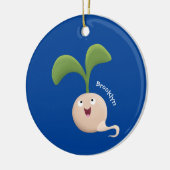 かわいいハッピーシードスプラウト漫画イラストレーション セラミックオーナメント (左)
