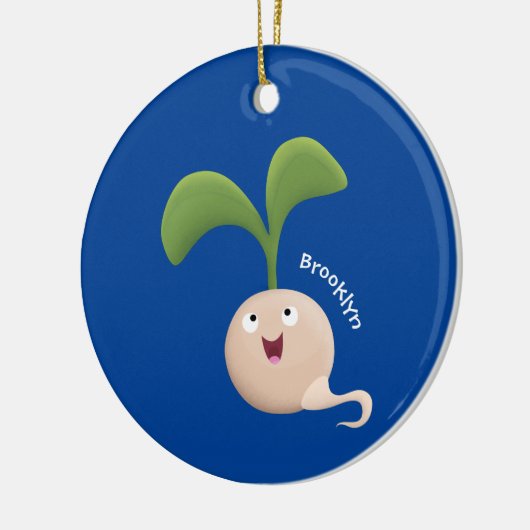 かわいいハッピーシードスプラウト漫画イラストレーション セラミックオーナメント (左)