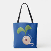 かわいいハッピーシードスプラウト漫画イラストレーション トートバッグ (裏面)