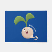 かわいいハッピーシードスプラウト漫画イラストレーション ドアマット (正面)