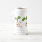 かわいいハッピーシードスプラウト漫画イラストレーション ビールジョッキ (正面左)