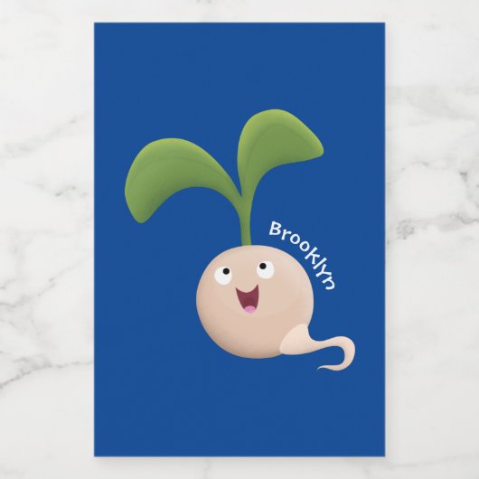 かわいいハッピーシードスプラウト漫画イラストレーション フードラベル (シングルラベル)