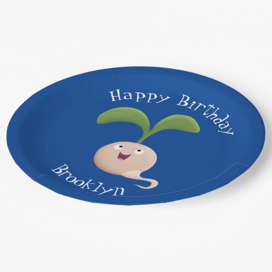 かわいいハッピーシードスプラウト漫画イラストレーション ペーパープレート (アングル)