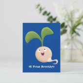 かわいいハッピーシードスプラウト漫画イラストレーション ポストカード (スタンド正面)