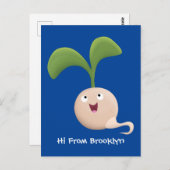 かわいいハッピーシードスプラウト漫画イラストレーション ポストカード (正面/裏面)