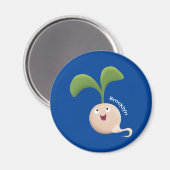 かわいいハッピーシードスプラウト漫画イラストレーション マグネット (正面/裏面)