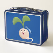 かわいいハッピーシードスプラウト漫画イラストレーション メタルランチボックス (裏面)