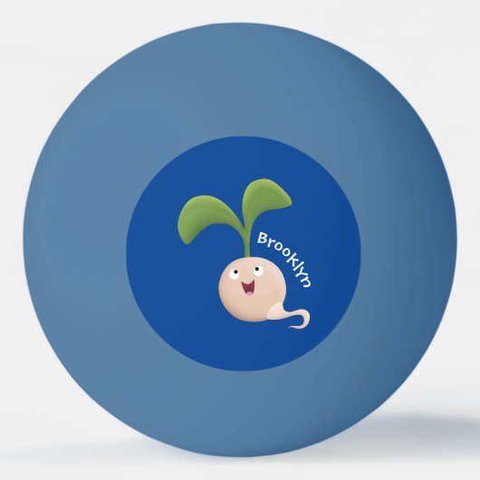 かわいいハッピーシードスプラウト漫画イラストレーション 卓球ボール (裏面)